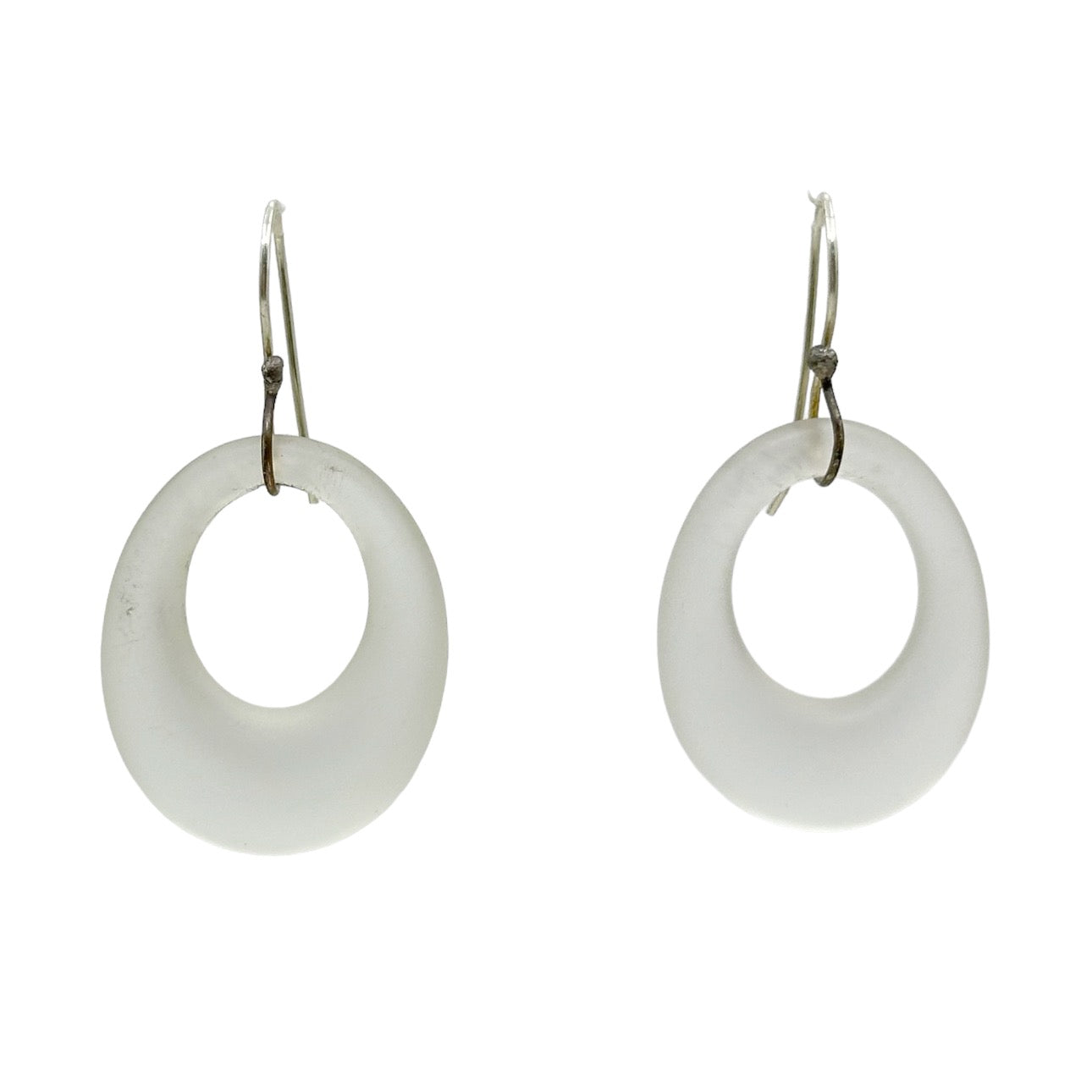 Hand Made Sterling silver Rock crystal hoop bead earrings - GM256
