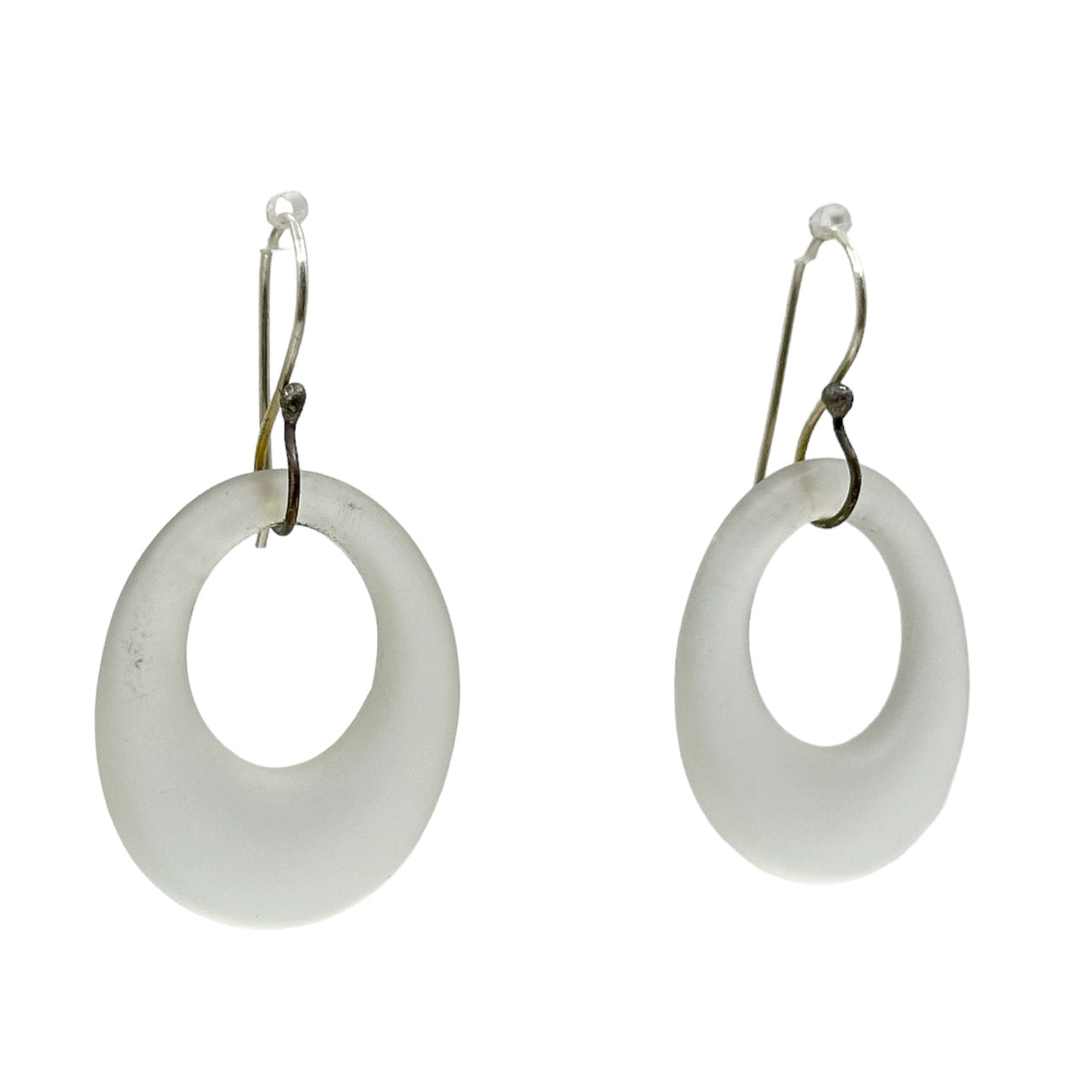 Hand Made Sterling silver Rock crystal hoop bead earrings - GM256
