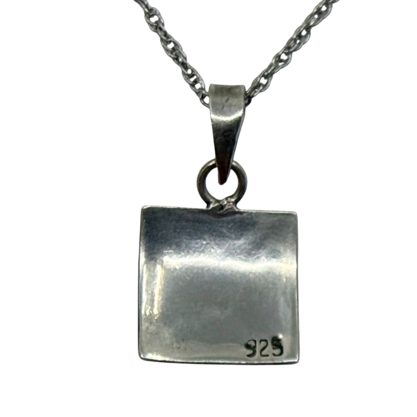 Vintage sterling silver gemstone inlay pendant - GM257