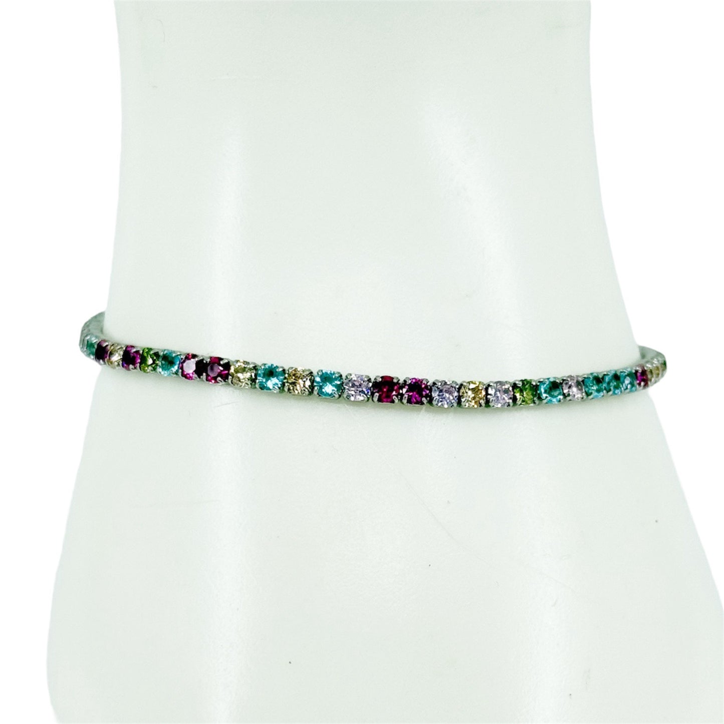 sterling silver cubic zirconia link bracelet - GM259
