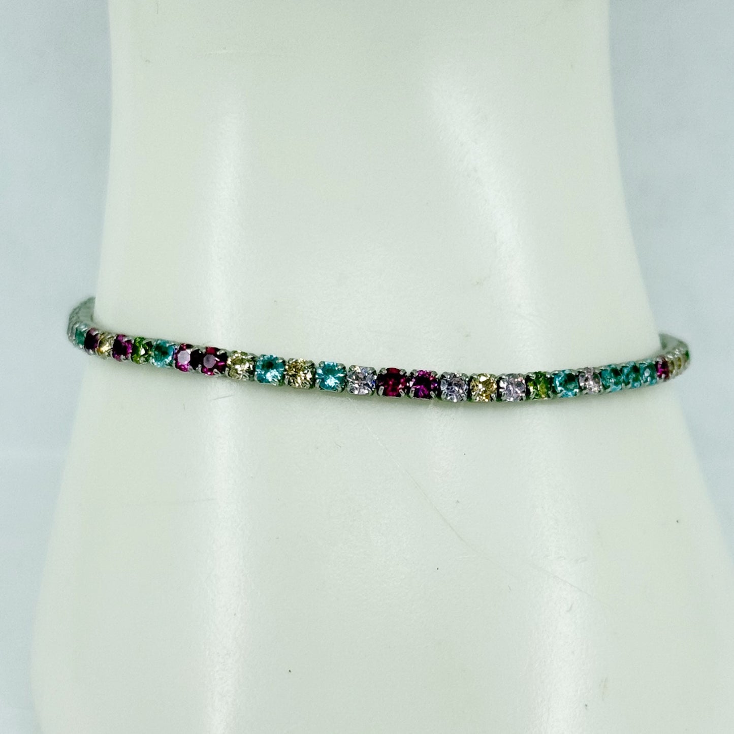 sterling silver cubic zirconia link bracelet - GM259