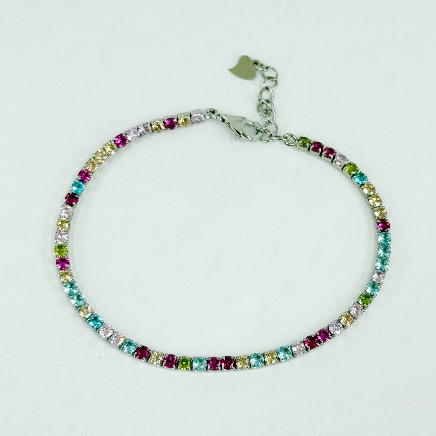 sterling silver cubic zirconia link bracelet - GM259