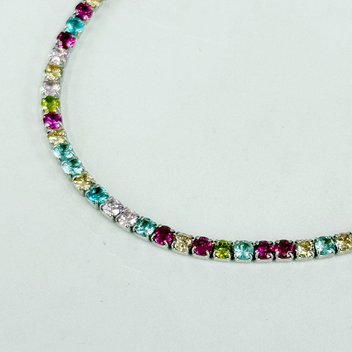 sterling silver cubic zirconia link bracelet - GM259