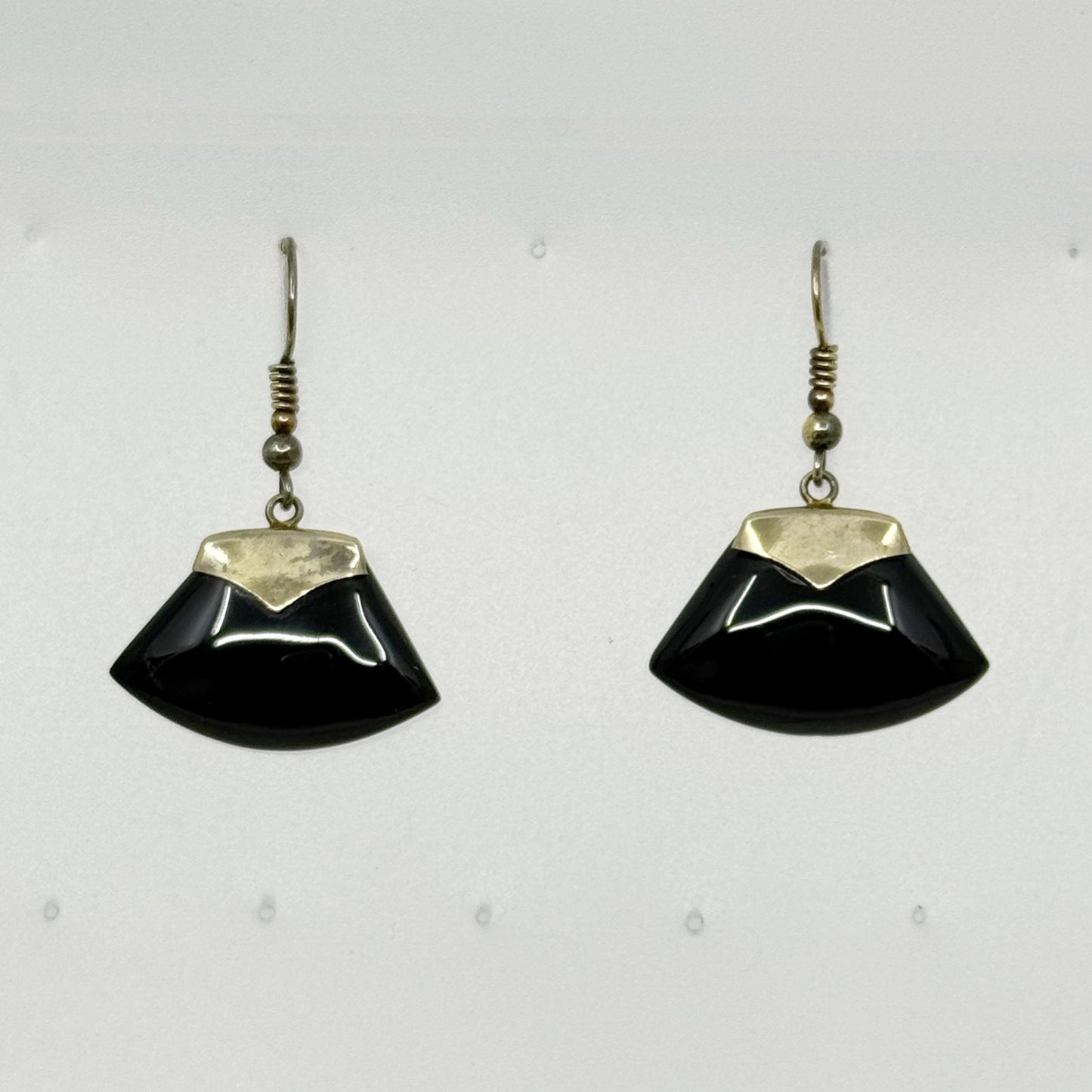 14k Gold vermeil Sterling silver onyx axe earrings - GM26
