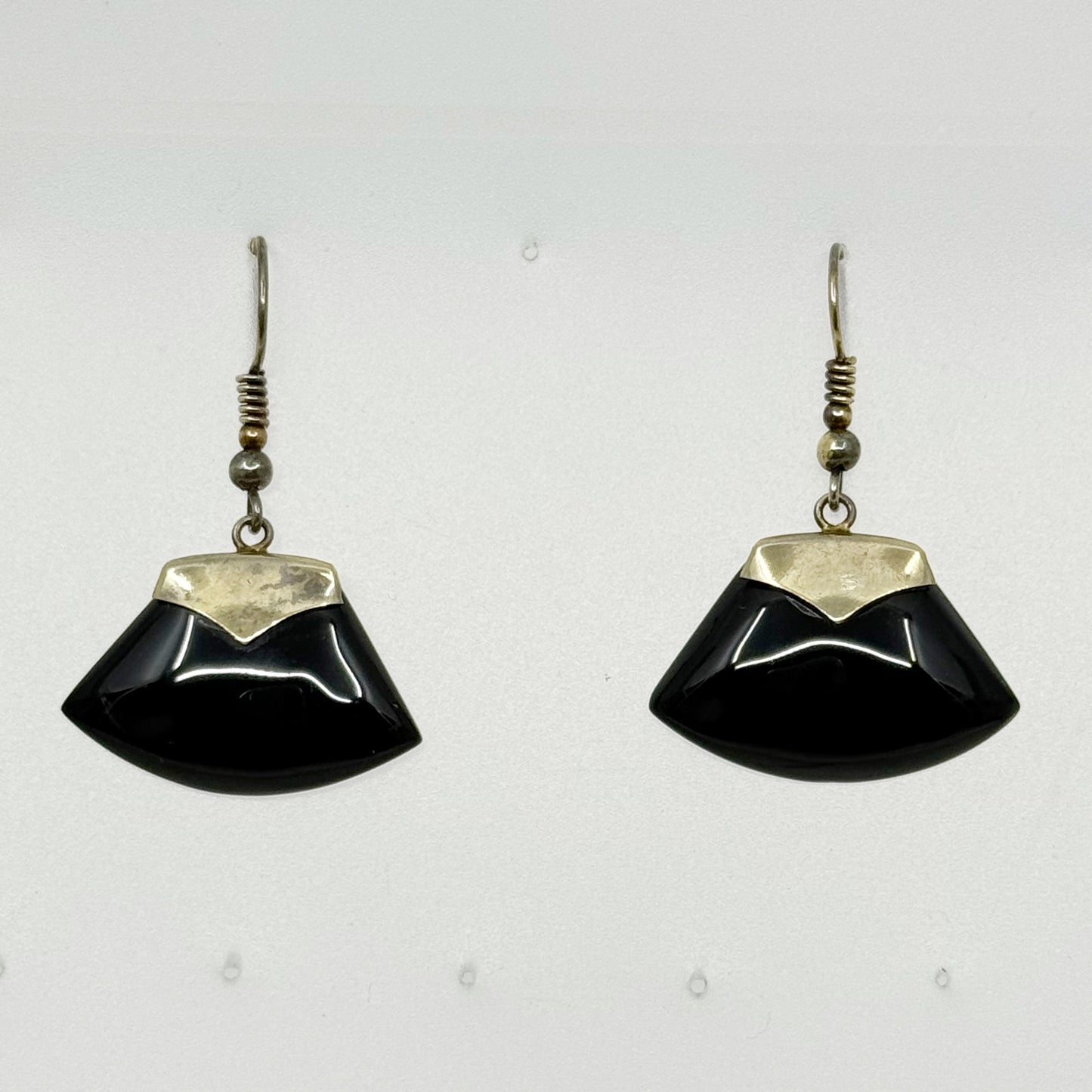 14k Gold vermeil Sterling silver onyx axe earrings - GM26