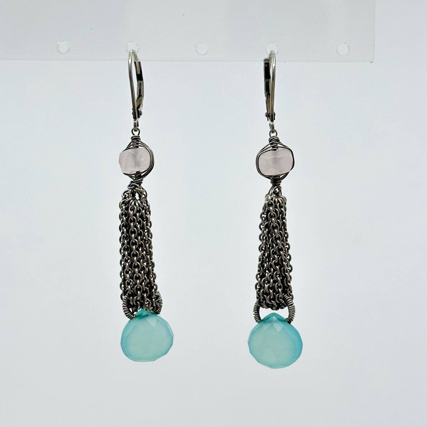 Sterling silver Chalcedony & Rose Quartz earrings - GM262