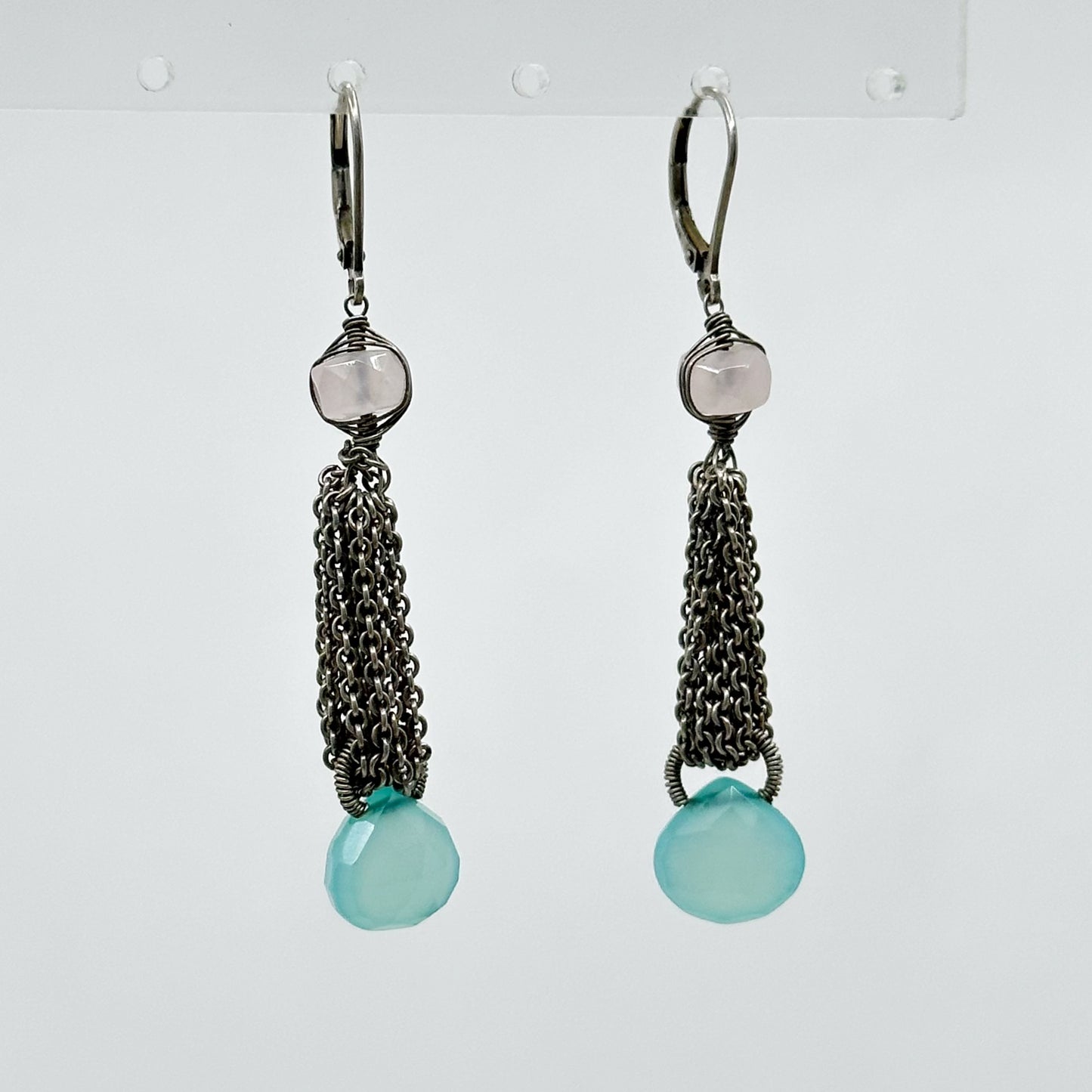 Sterling silver Chalcedony & Rose Quartz earrings - GM262
