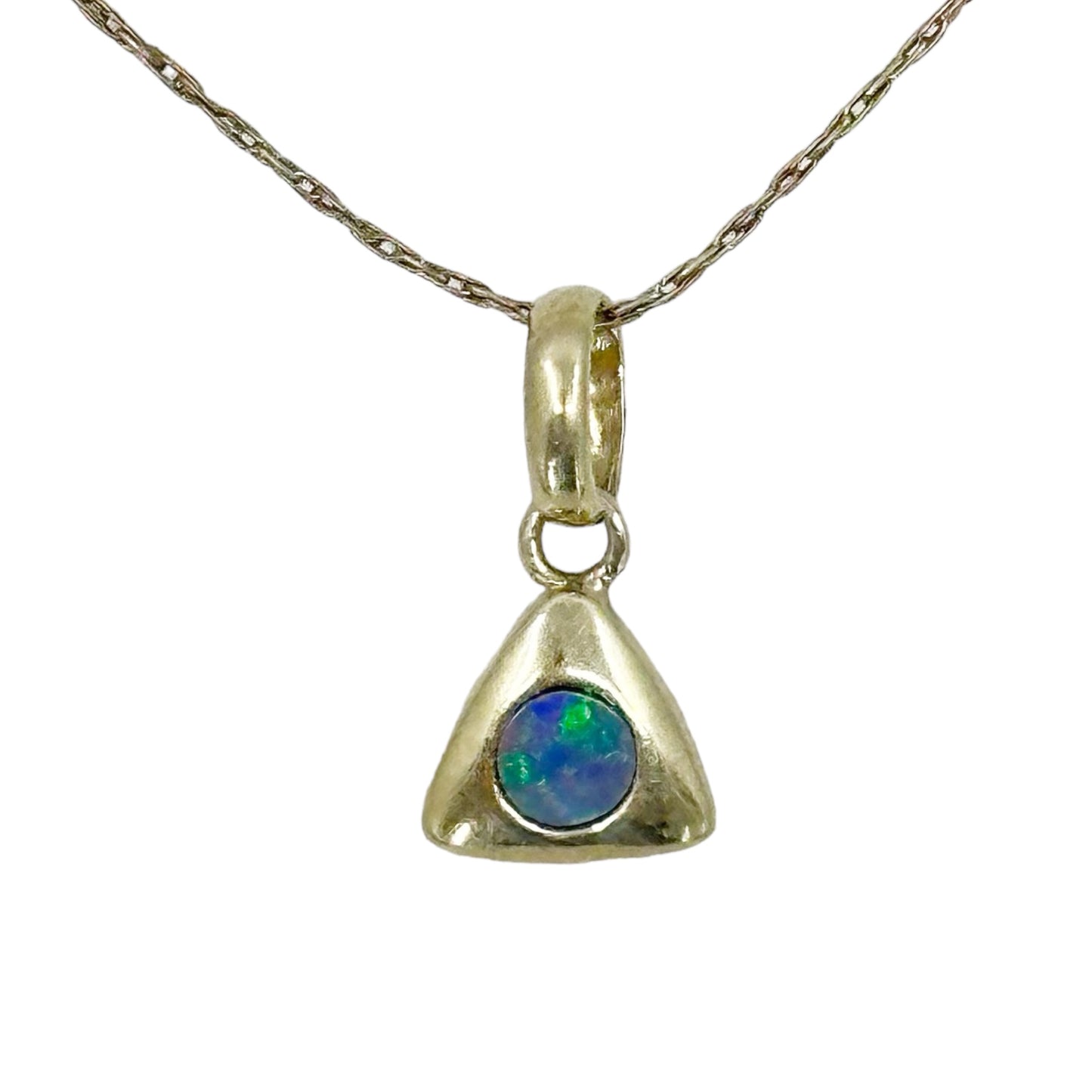 14k Gold Vermeil sterling silver opal triangle Pendant - GM266