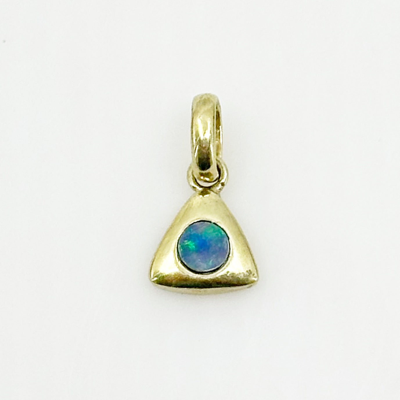14k Gold Vermeil sterling silver opal triangle Pendant - GM266