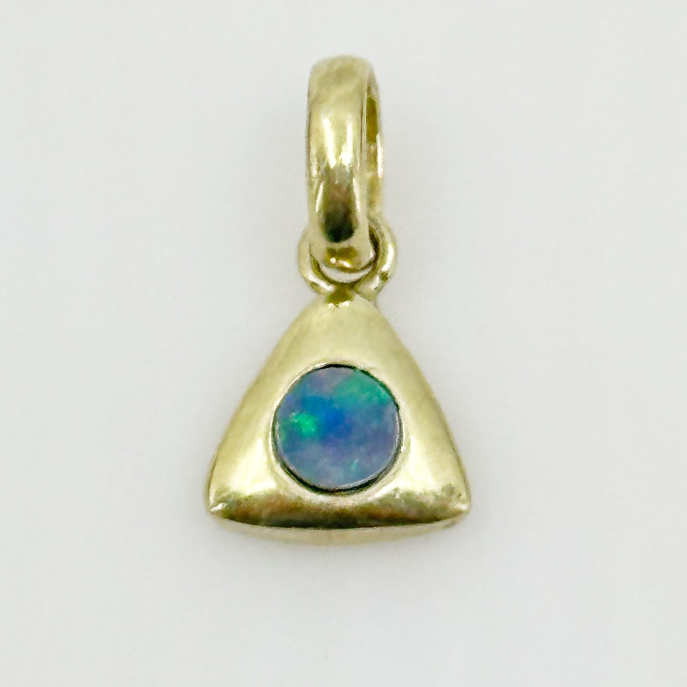 14k Gold Vermeil sterling silver opal triangle Pendant - GM266