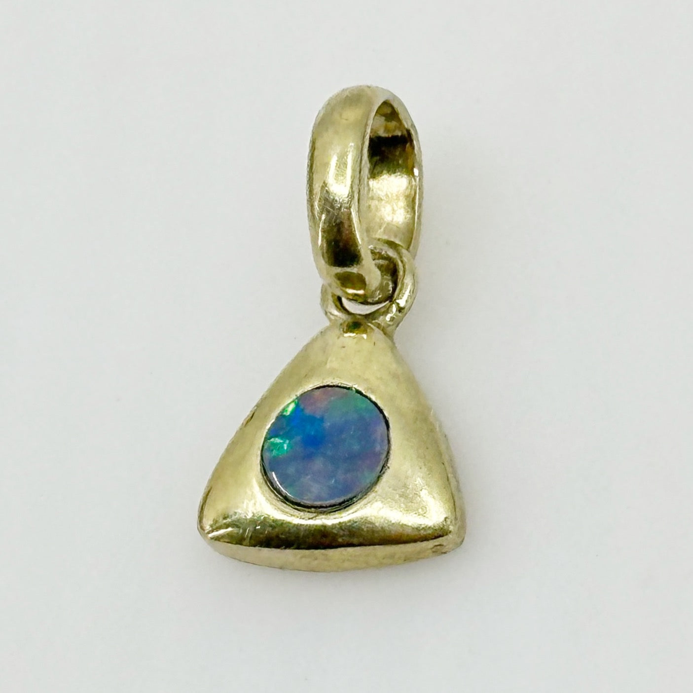 14k Gold Vermeil sterling silver opal triangle Pendant - GM266