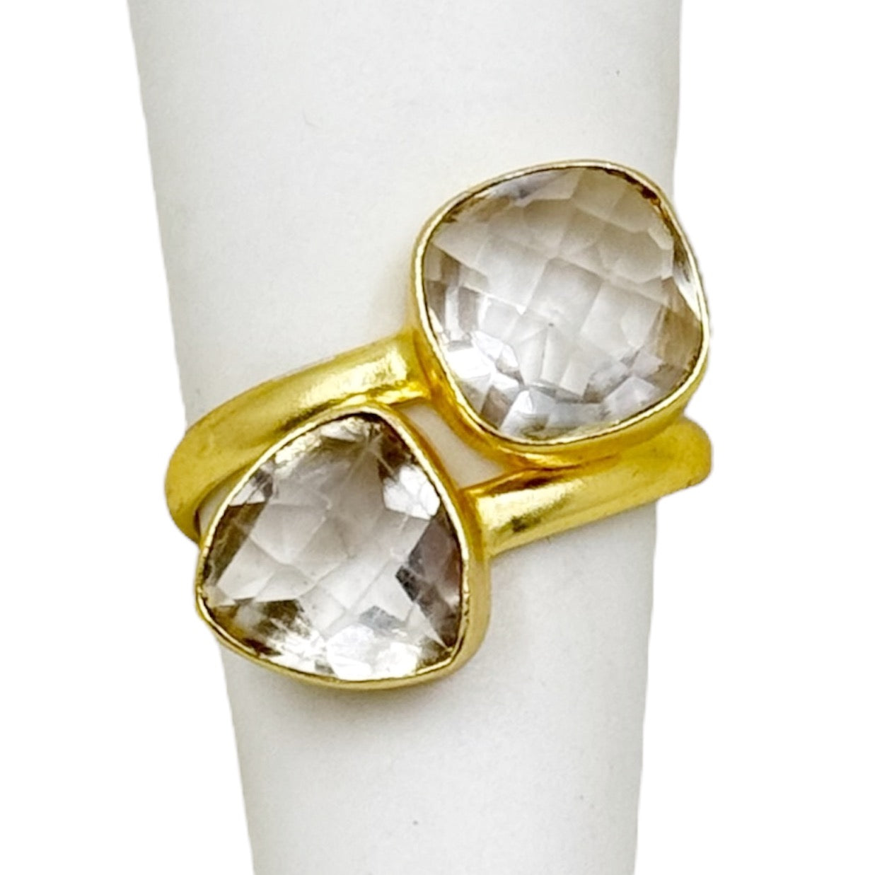 sterling silver quartz bypass ring - GM273
