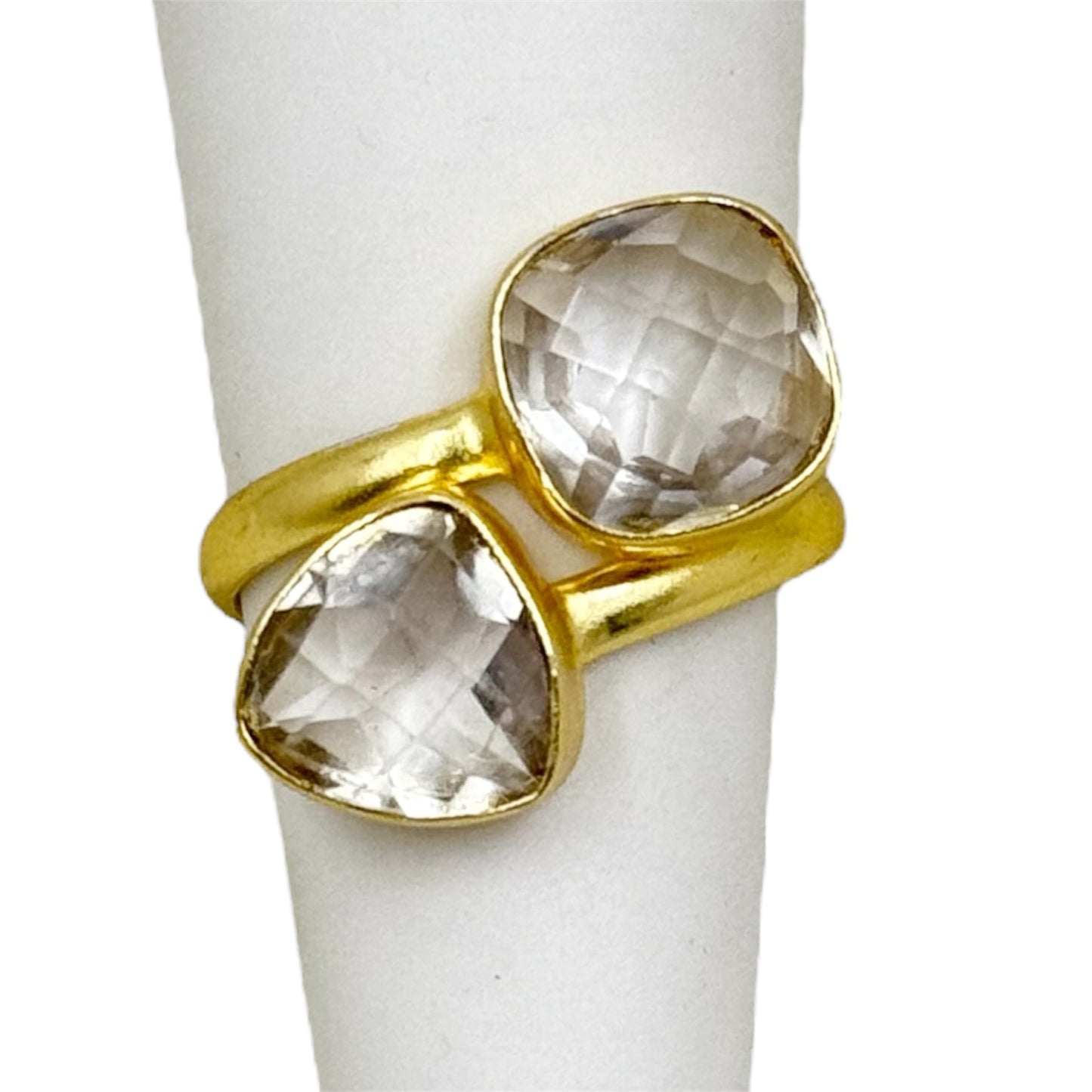 sterling silver quartz bypass ring - GM273