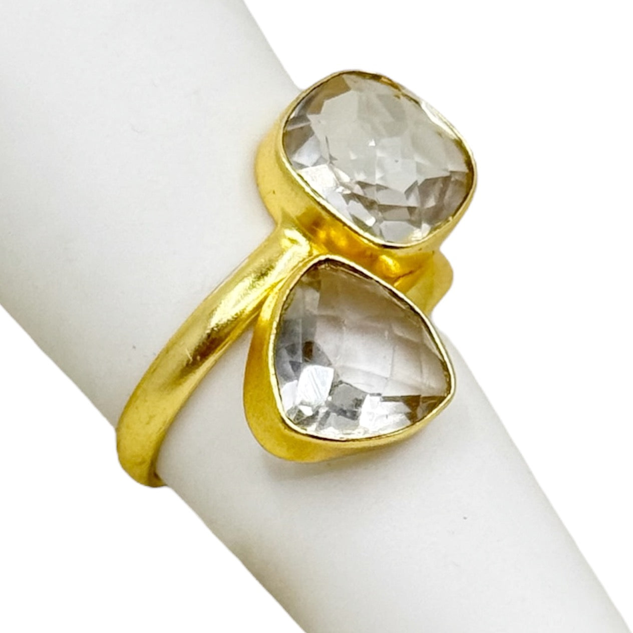 sterling silver quartz bypass ring - GM273