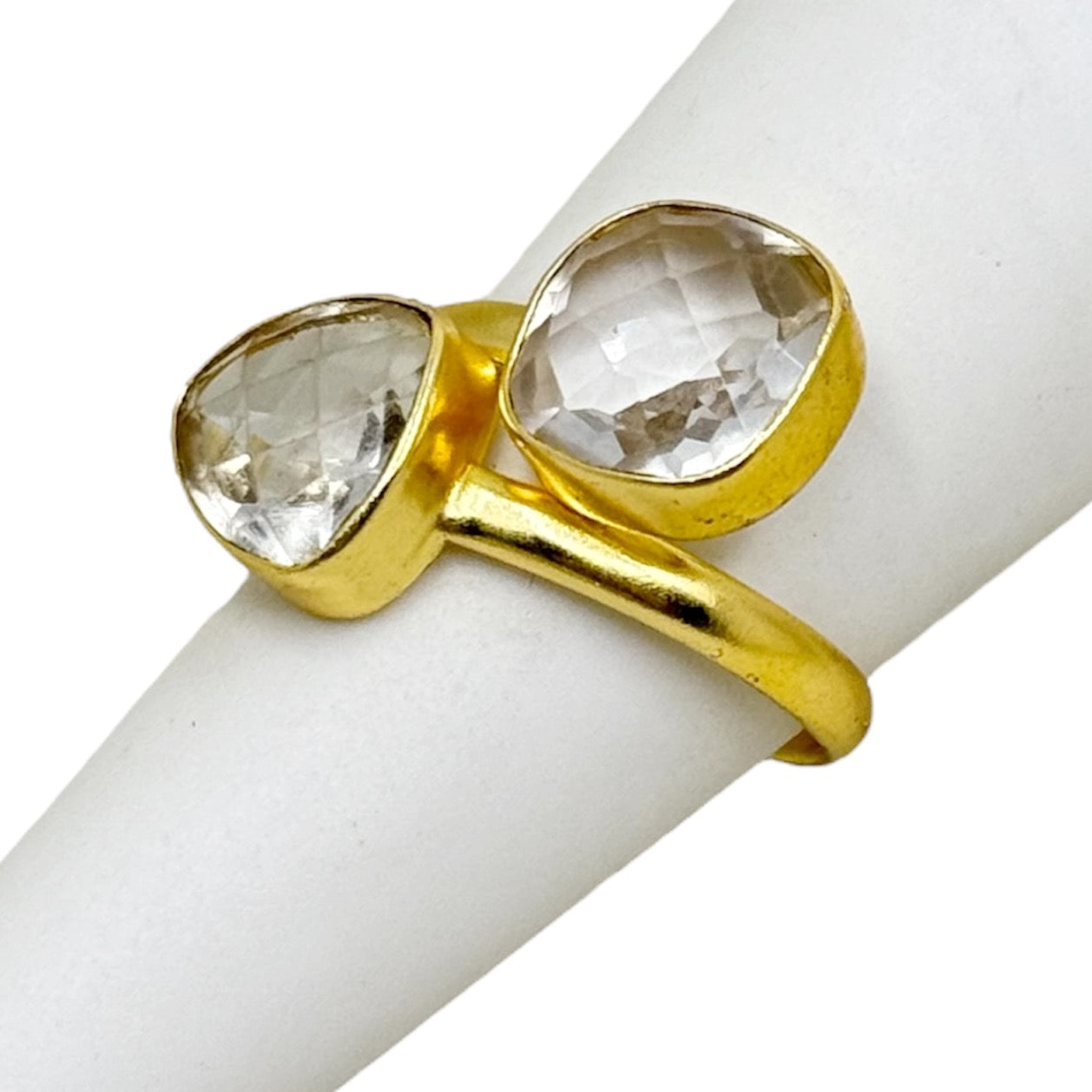 sterling silver quartz bypass ring - GM273