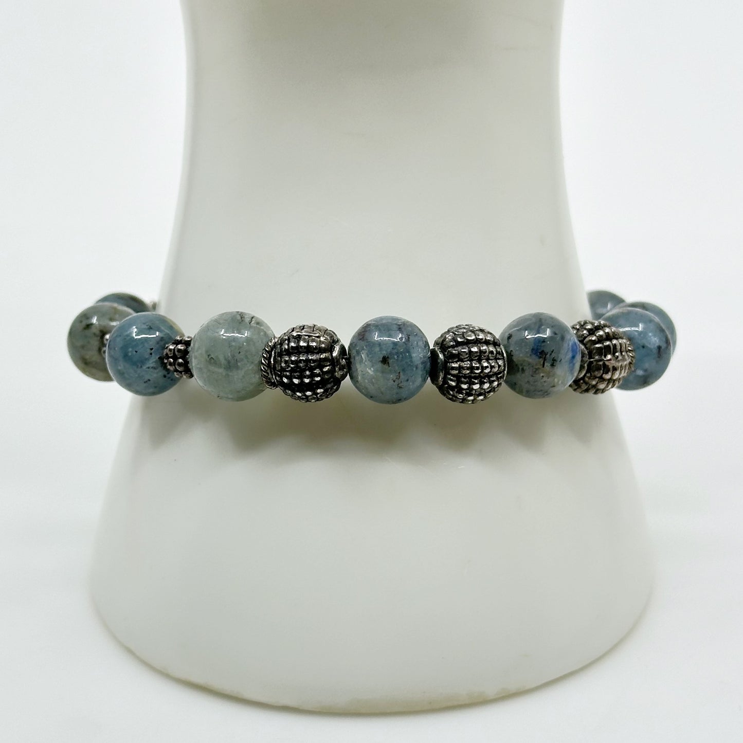 Earth Whorlds sterling silver labradorite bead bracelet - GM274