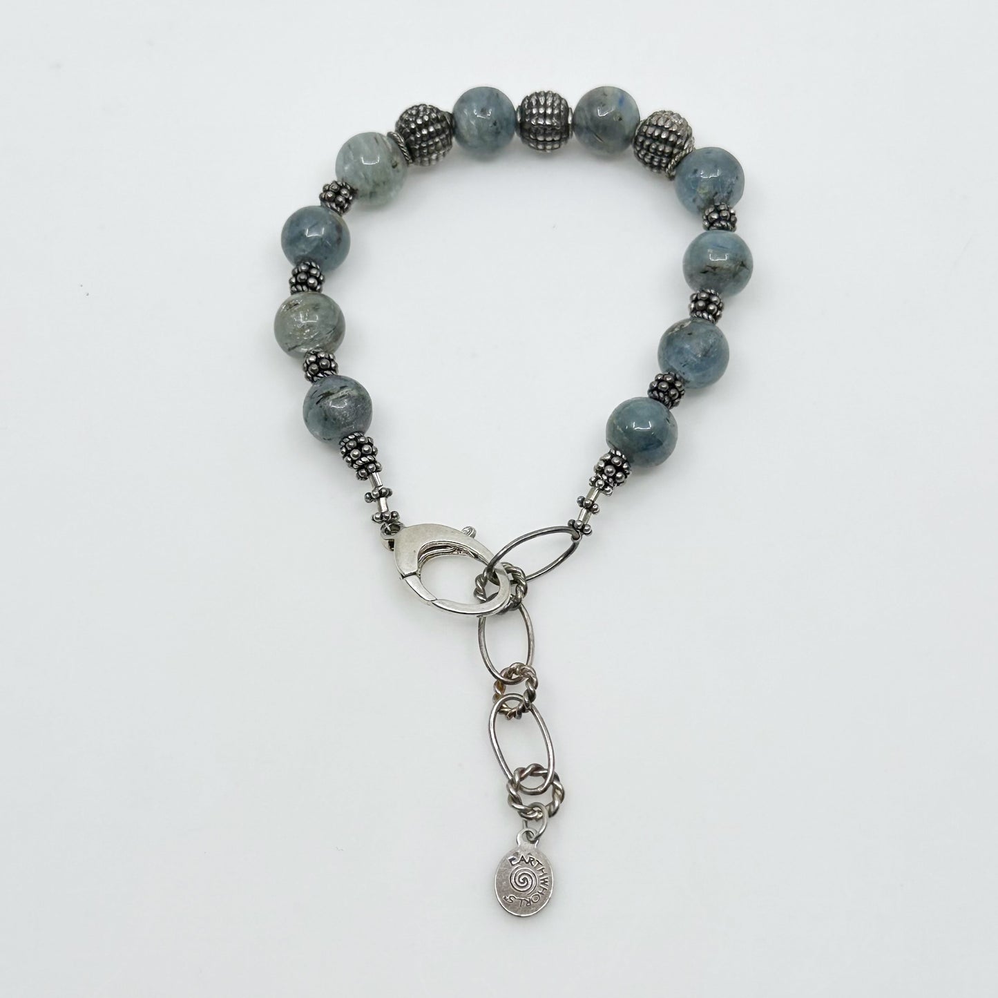 Earth Whorlds sterling silver labradorite bead bracelet - GM274