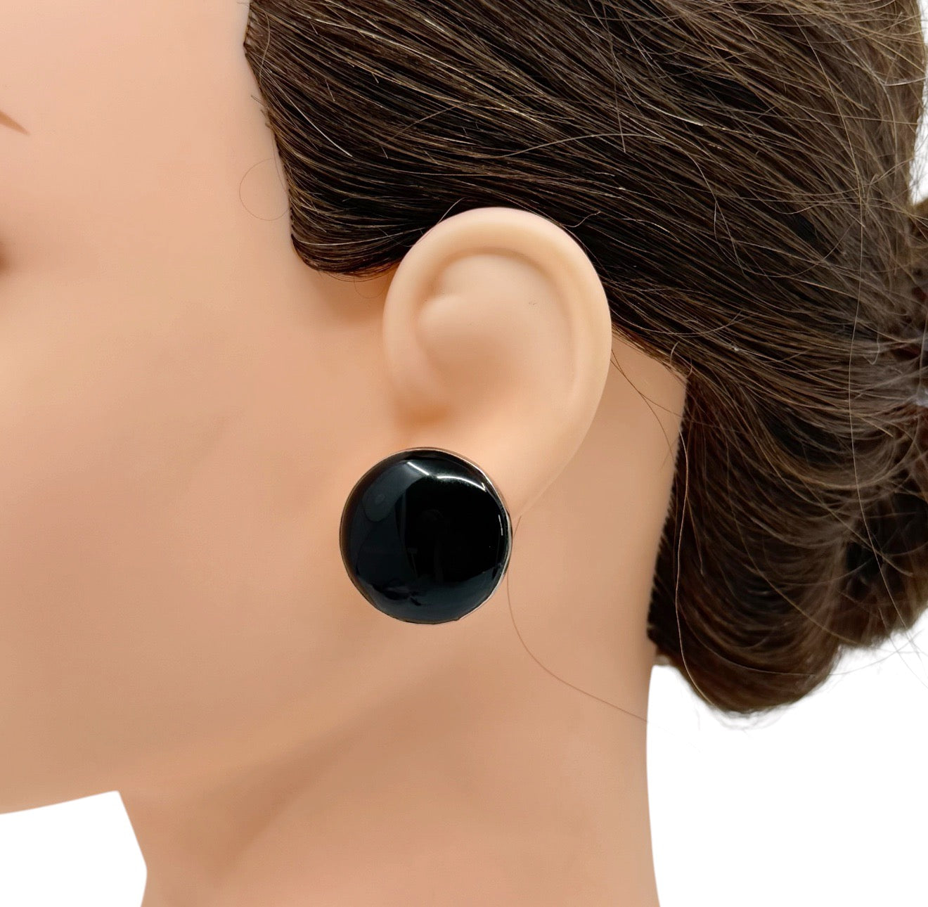 Vintage sterling silver onyx earrings - GM77