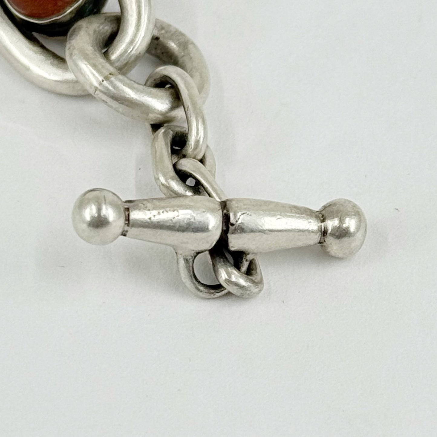 Vintage Vaubel sterling silver sugar loaf glass cabochon link bracelet - GM277