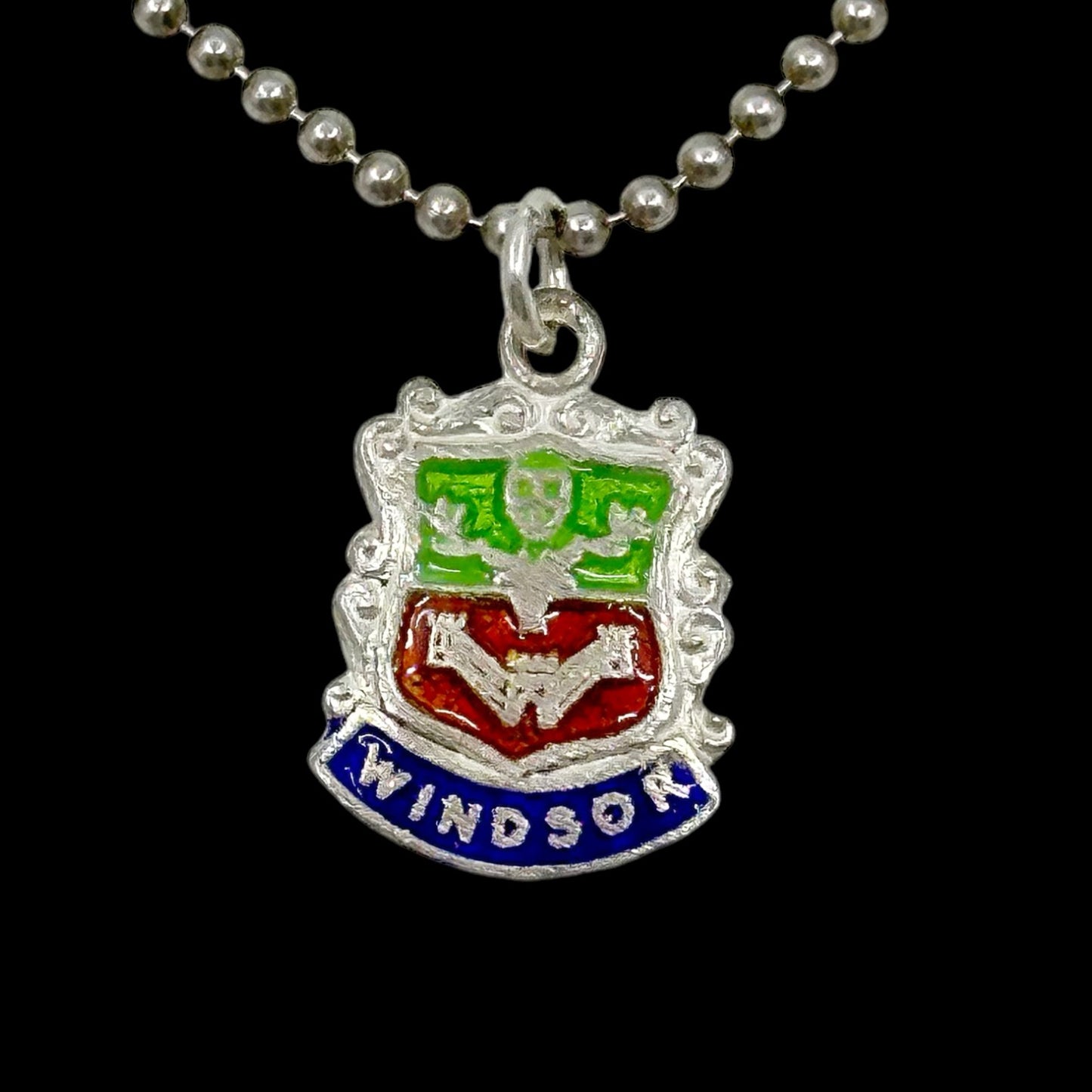 Vintage Sterling silver enamel Windsor charm pendant - GM281
