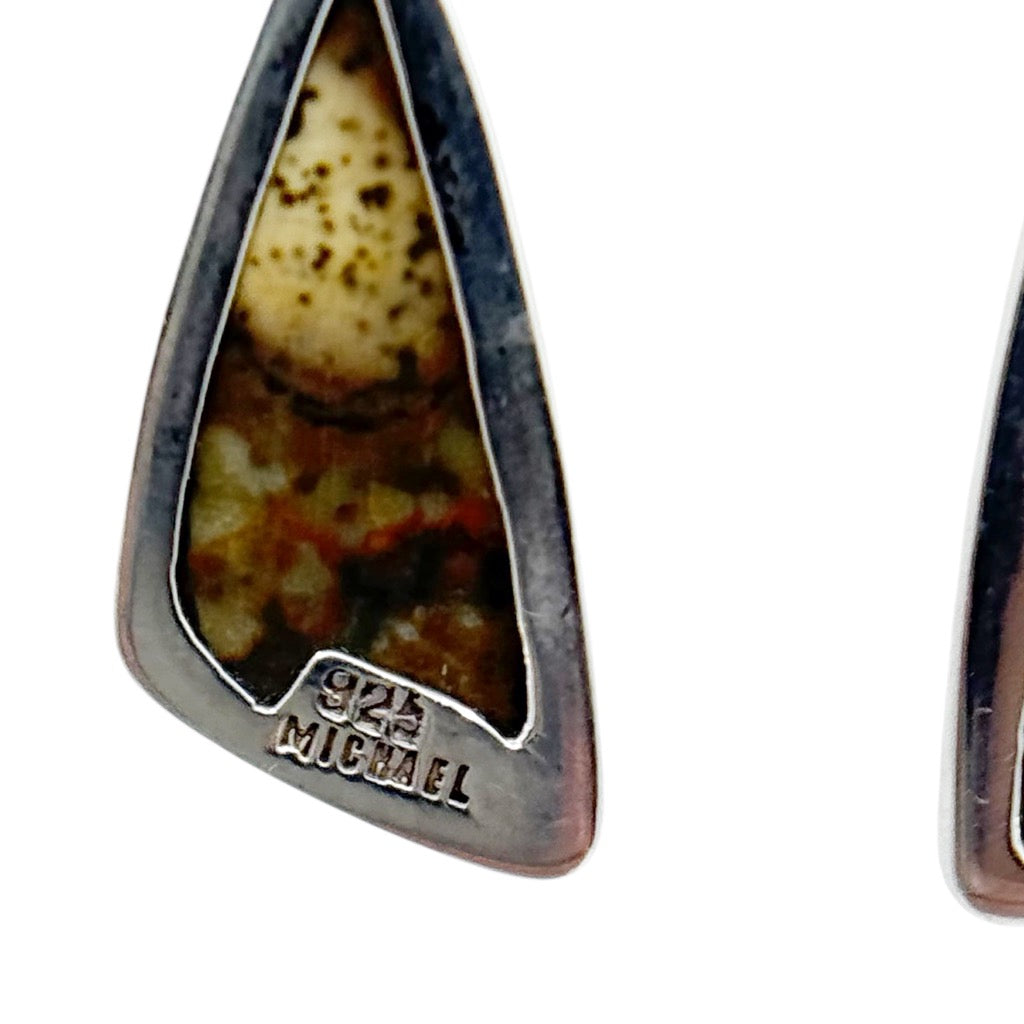 Michael sterling silver moss agate drop earrings - GM283