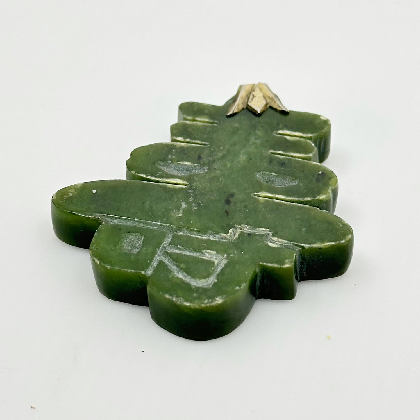 Vintage oversized gold over sterling silver nephrite jade Pendant - GM284