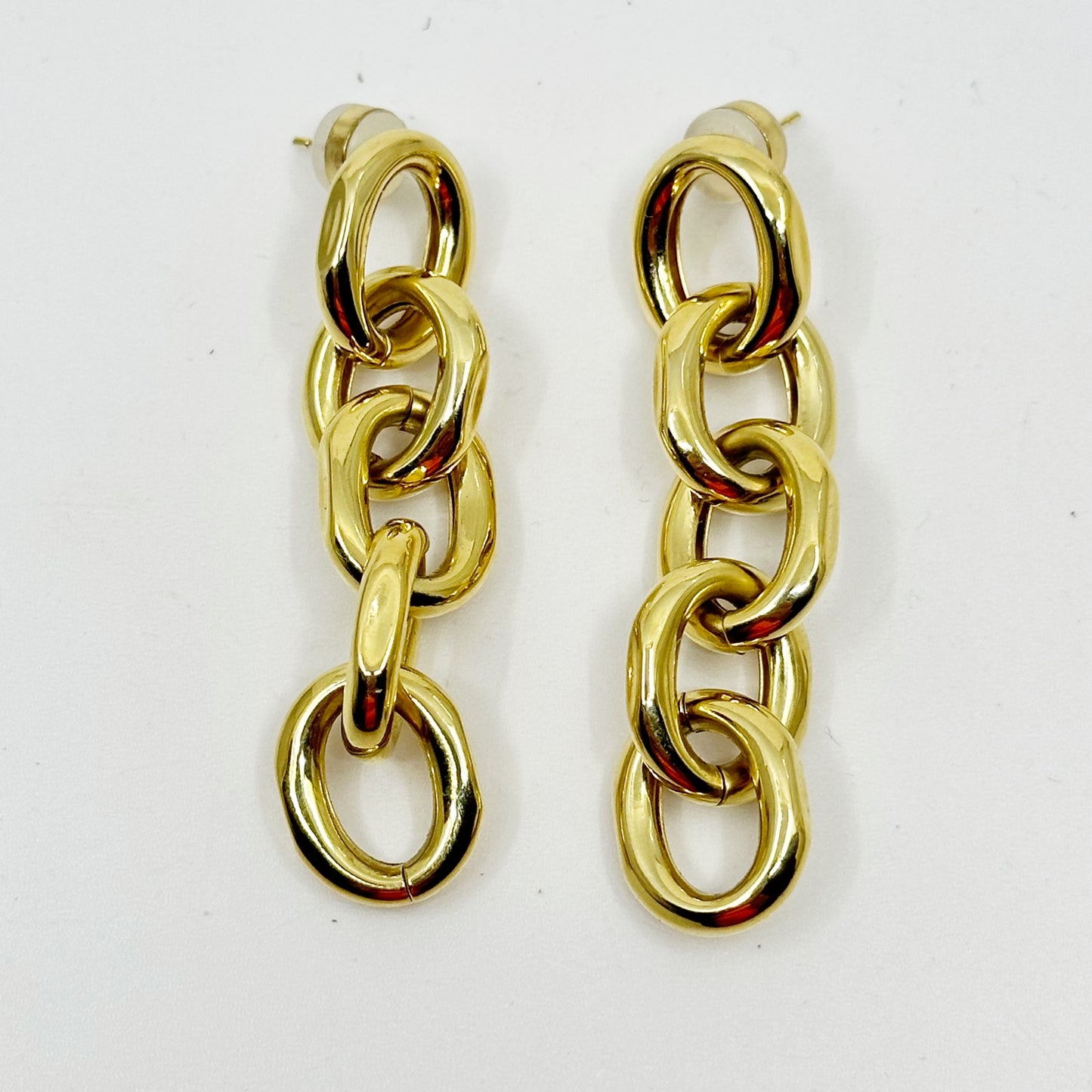 18k Gold vermeil Sterling silver link drop earrings - GM285