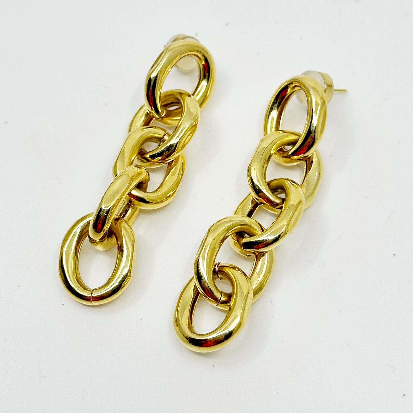 18k Gold vermeil Sterling silver link drop earrings - GM285