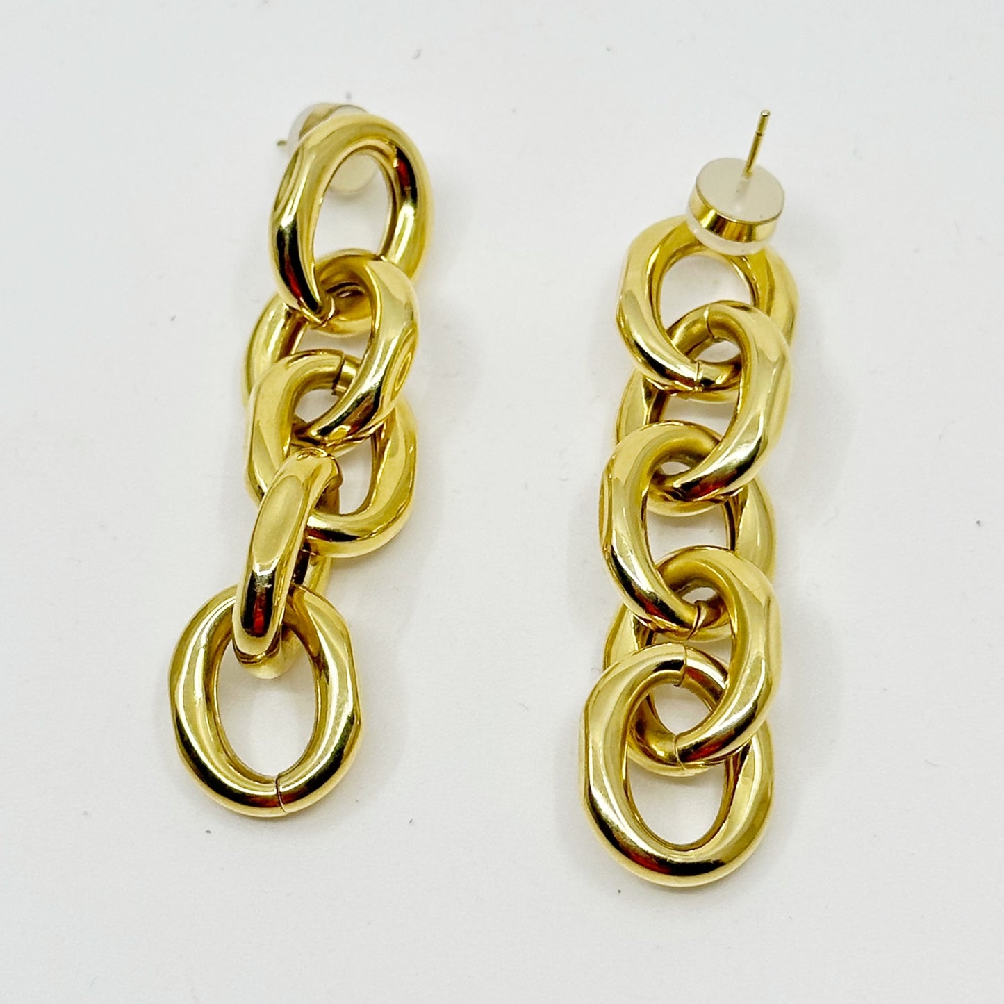18k Gold vermeil Sterling silver link drop earrings - GM285