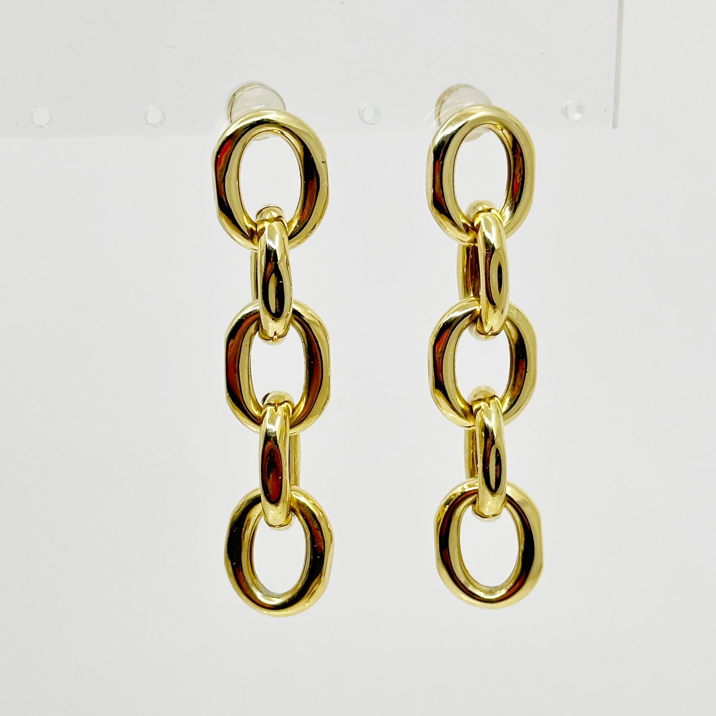 18k Gold vermeil Sterling silver link drop earrings - GM285