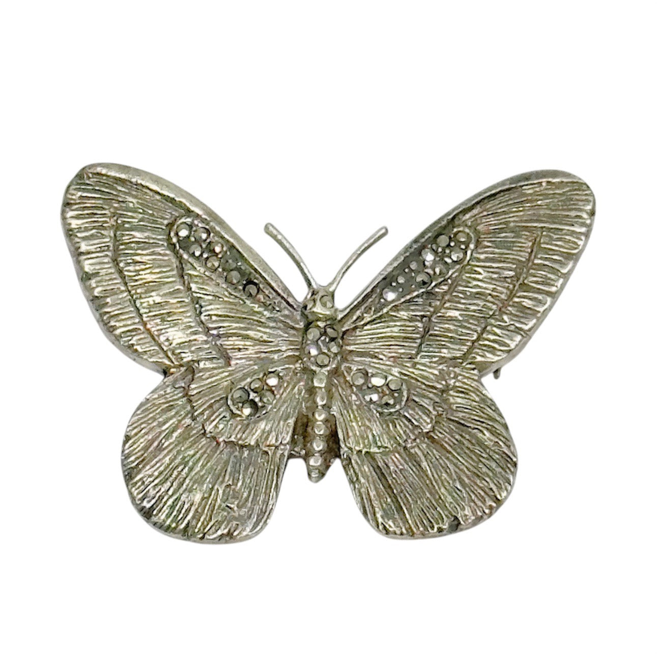 Sterling silver marcasite butterfly brooch - GM29