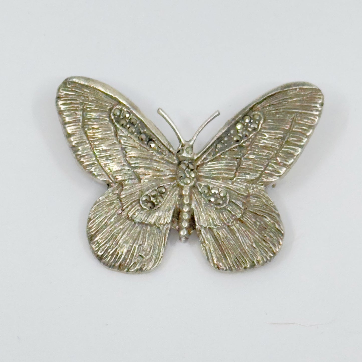 Sterling silver marcasite butterfly brooch - GM29