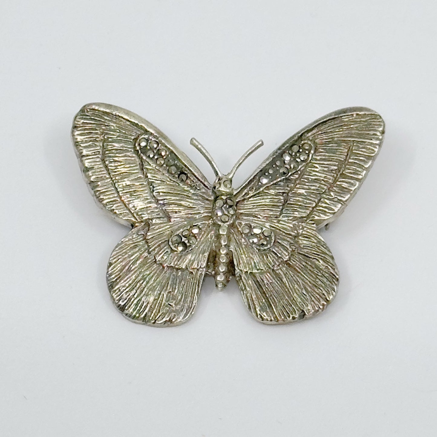 Sterling silver marcasite butterfly brooch - GM29