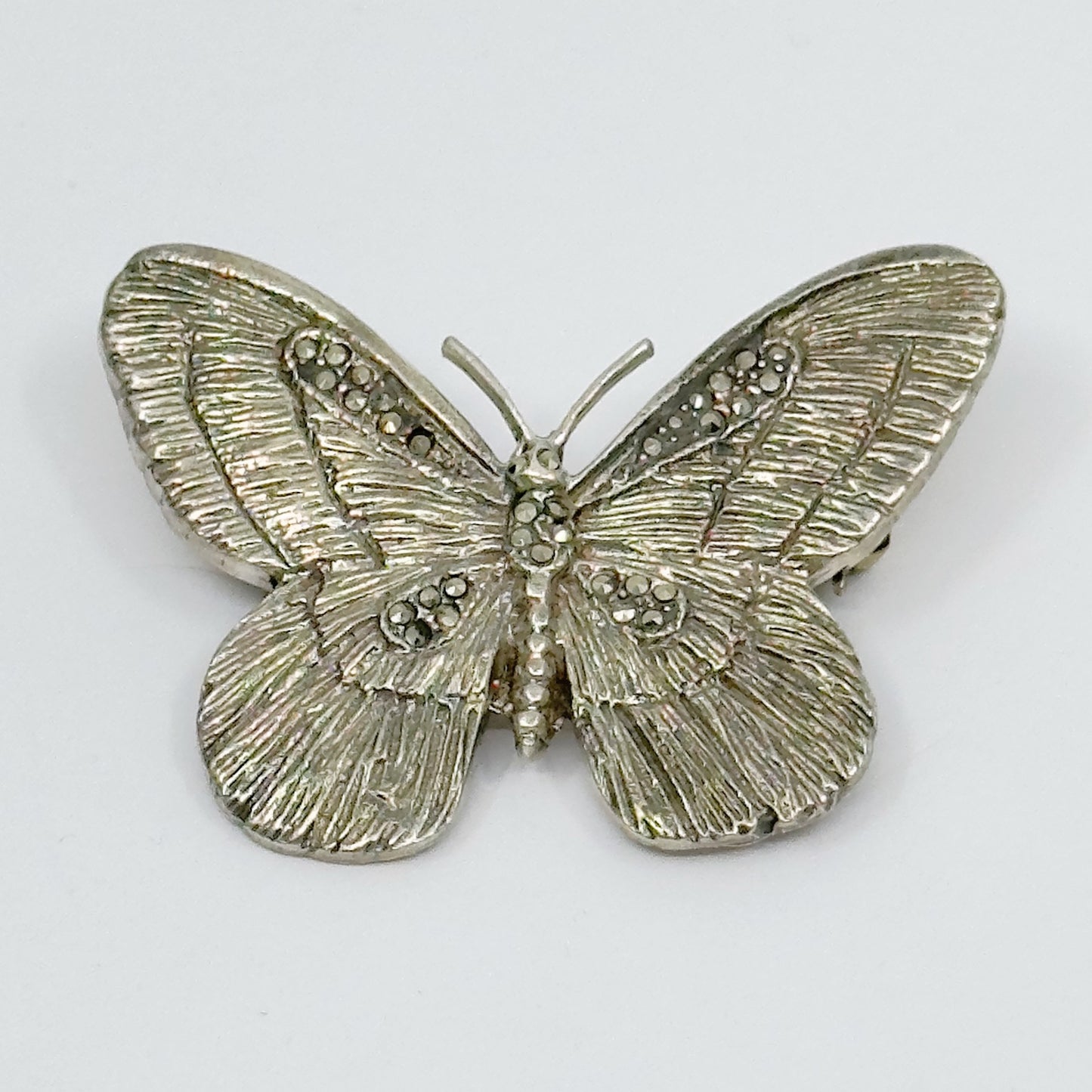 Sterling silver marcasite butterfly brooch - GM29