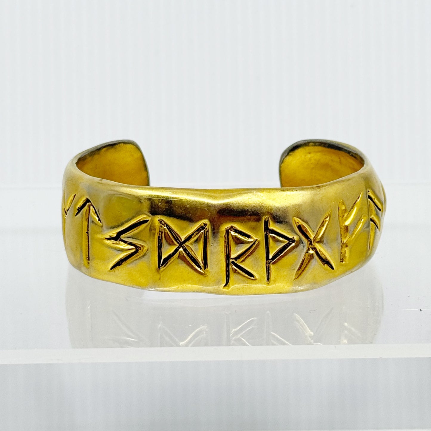 Vintage Robert Lee Morris RLM Gold Elder Futhark runes cuff bracelet - GM293