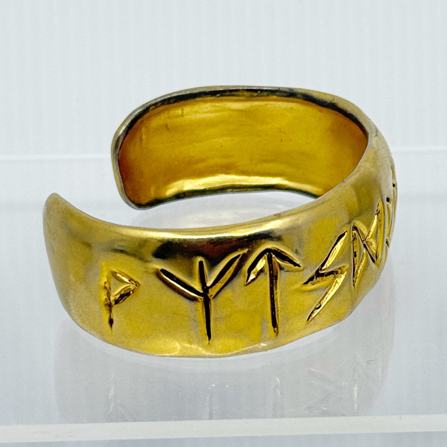 Vintage Robert Lee Morris RLM Gold Elder Futhark runes cuff bracelet - GM293