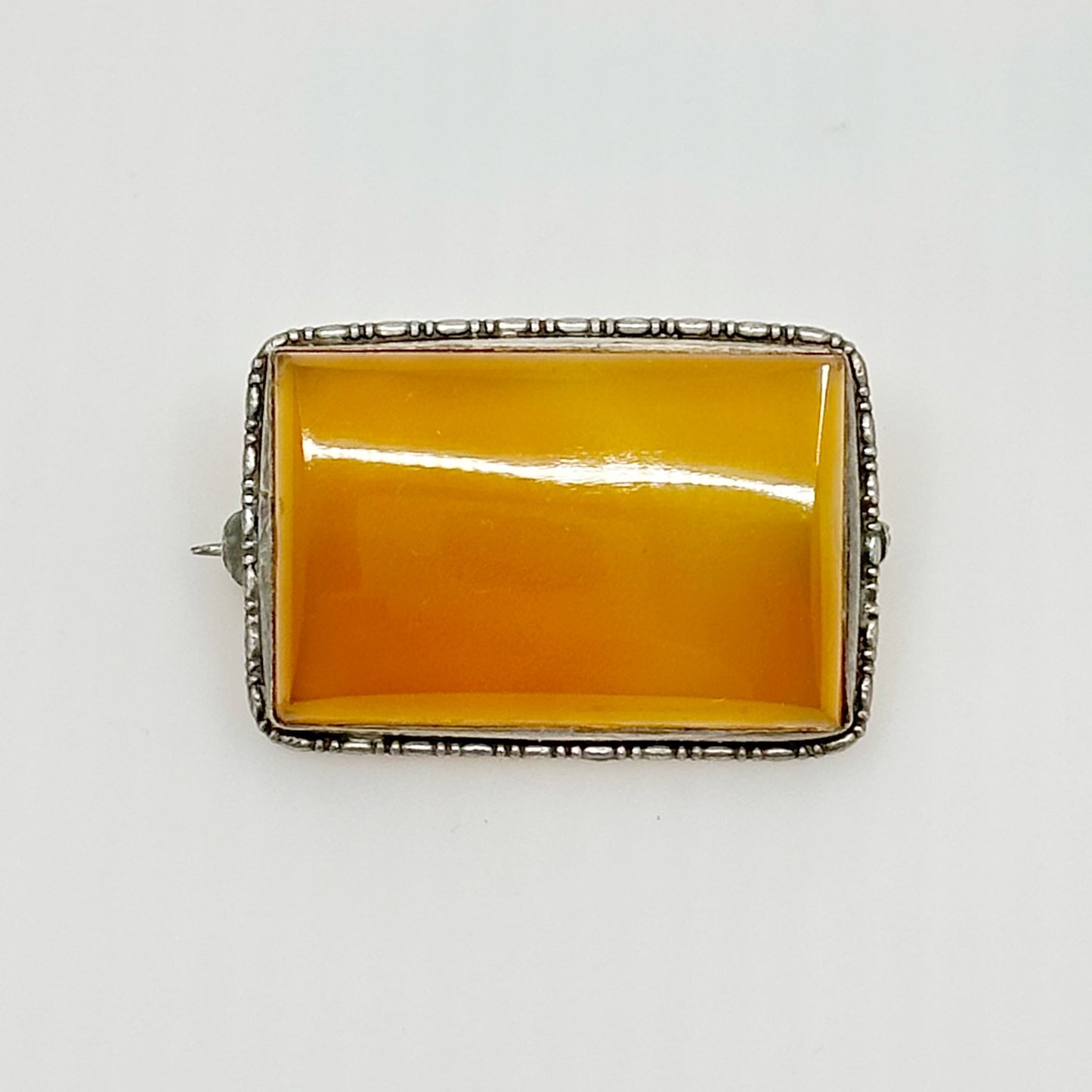 Vintage 800 silver carnelian brooch - GM294
