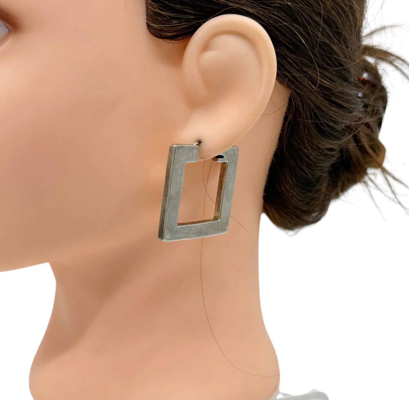 Vintage Mexican sterling silver Square hoop earrings - GM294