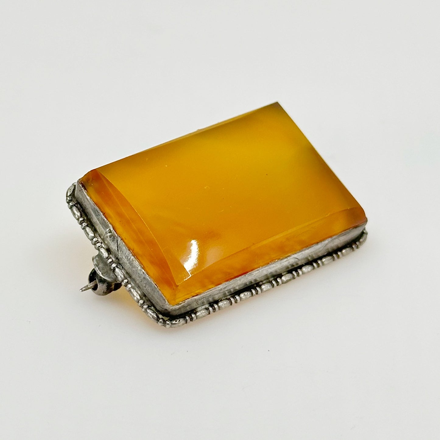 Vintage 800 silver carnelian brooch - GM294