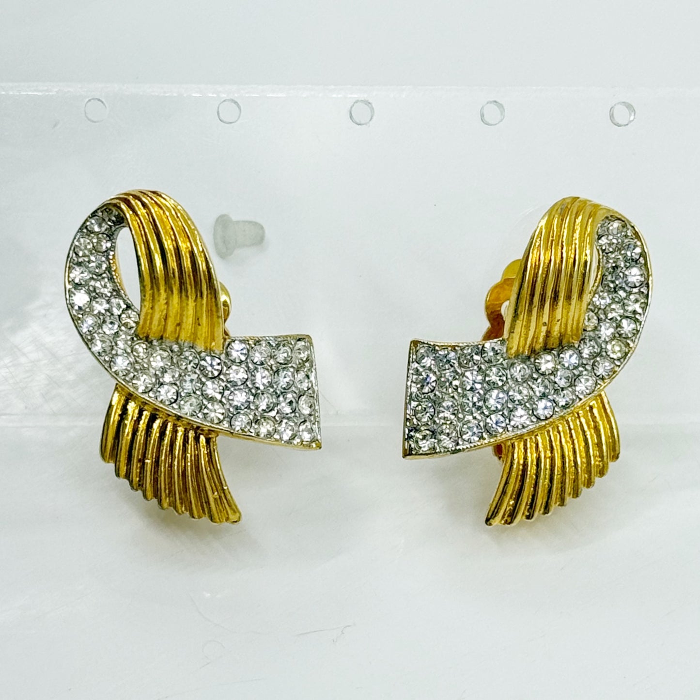 Kenneth J Lane gold tone rhinestone clip on earrings - GM1163