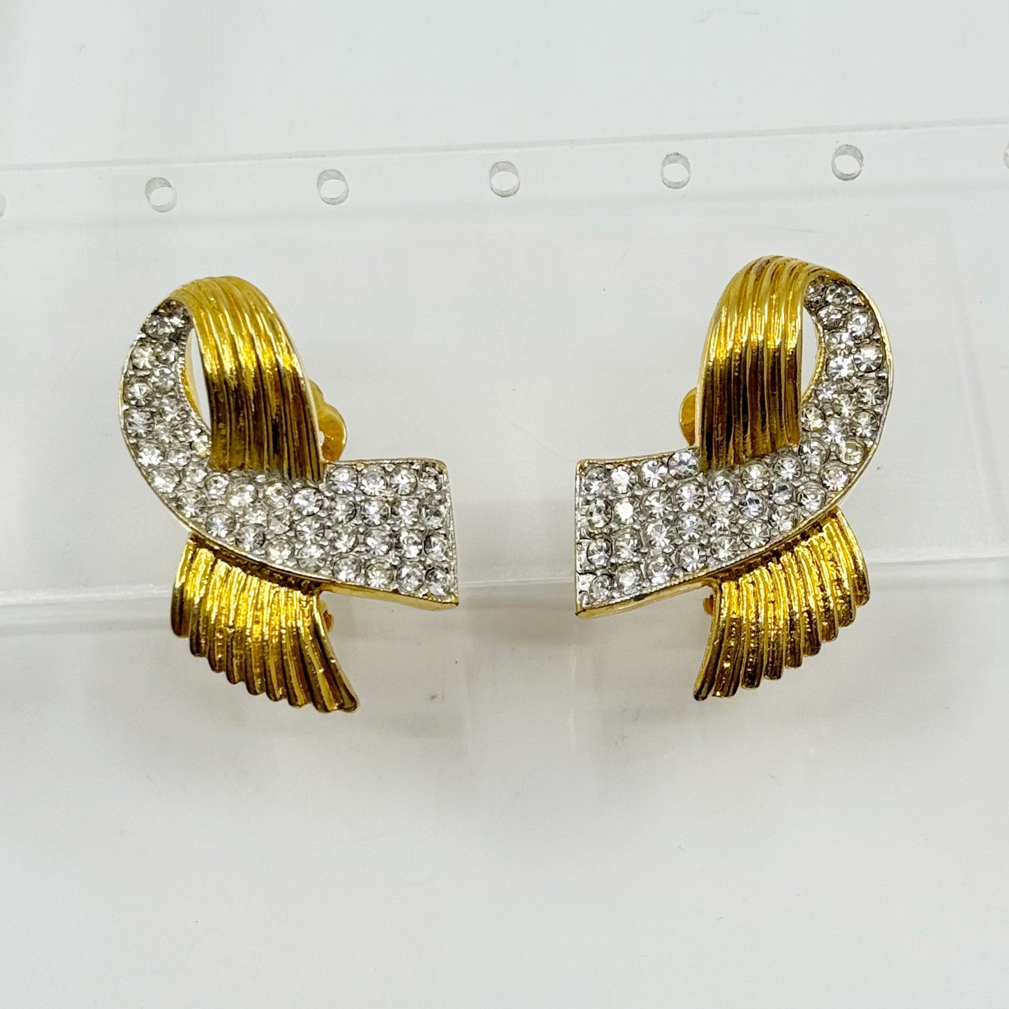Kenneth J Lane gold tone rhinestone clip on earrings - GM1163
