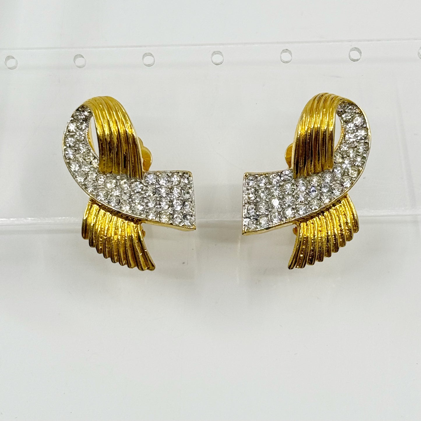 Kenneth J Lane gold tone rhinestone clip on earrings - GM1163