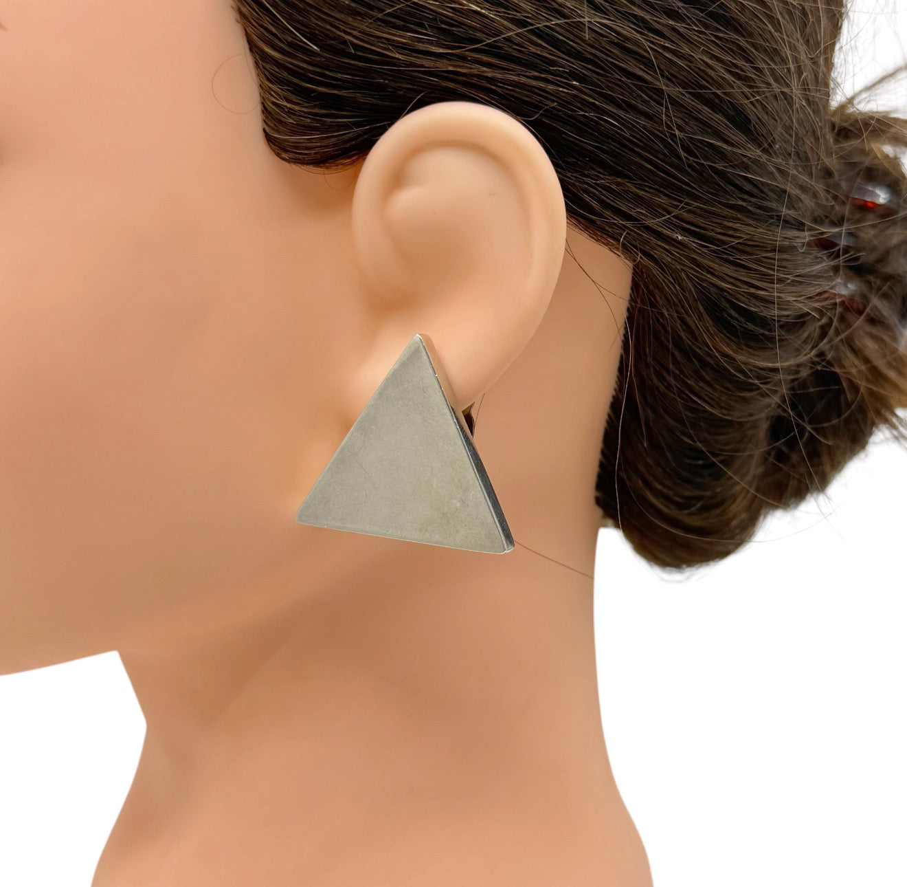 vintage Mexican 925 sterling silver triangle clip on earrings - GM1035