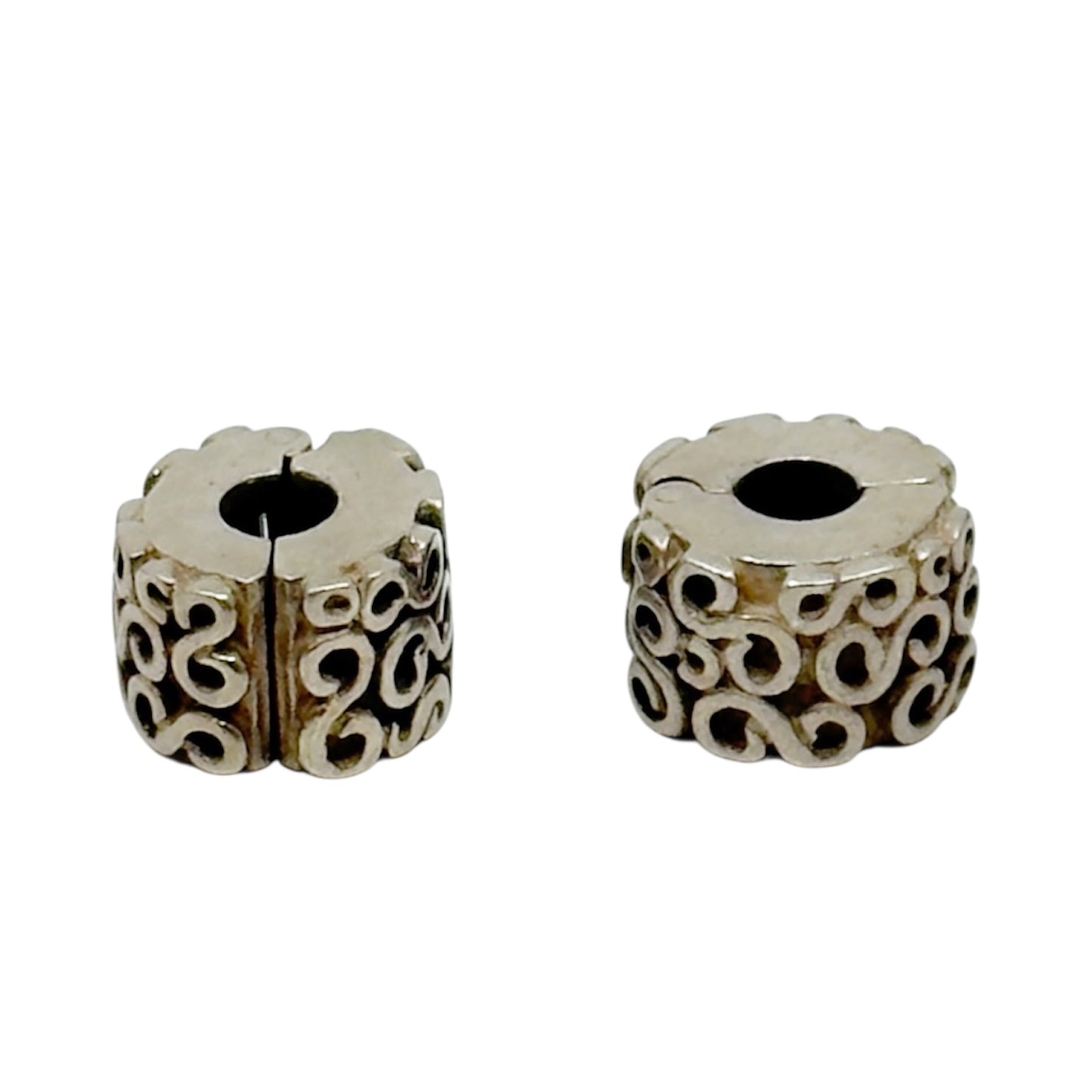 2 PANDORA Sterling Silver Swirls Filigree bead Charm set GM886