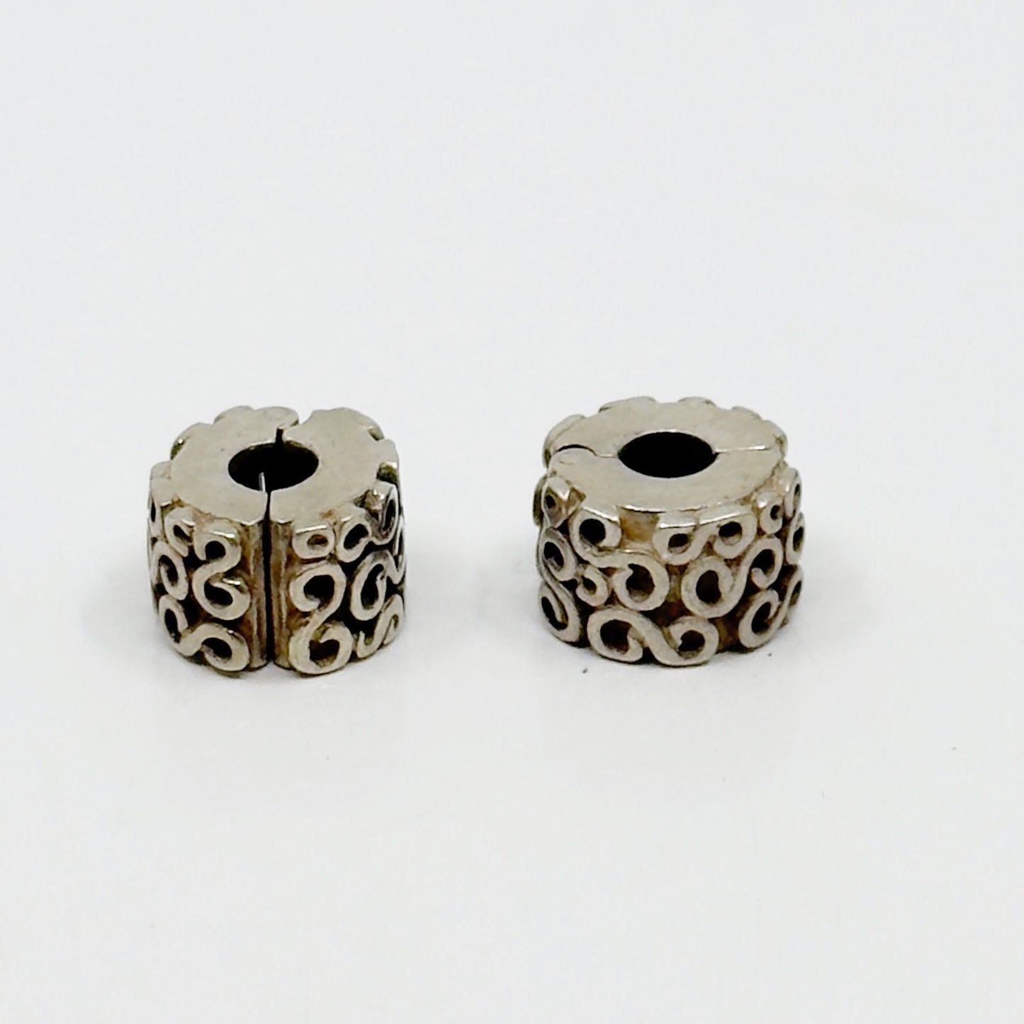 2 PANDORA Sterling Silver Swirls Filigree bead Charm set GM886