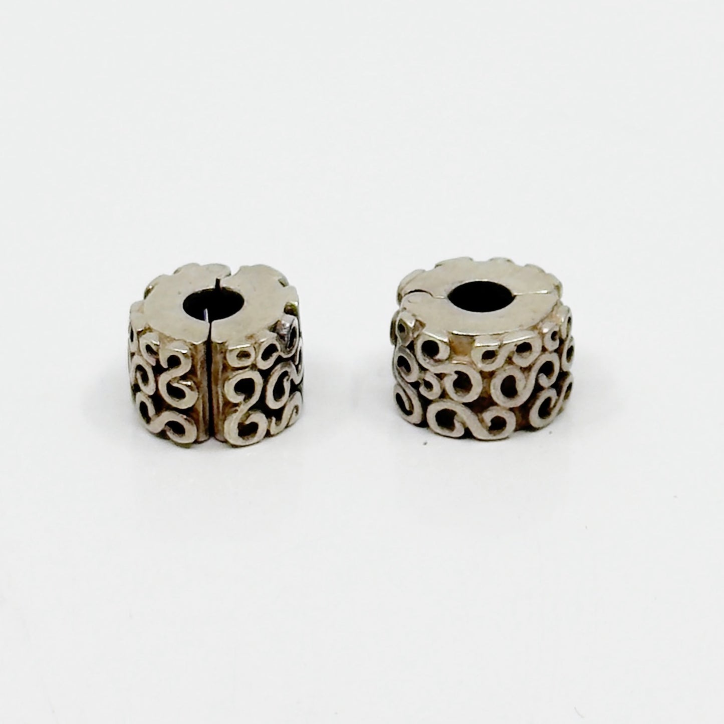 2 PANDORA Sterling Silver Swirls Filigree bead Charm set GM886