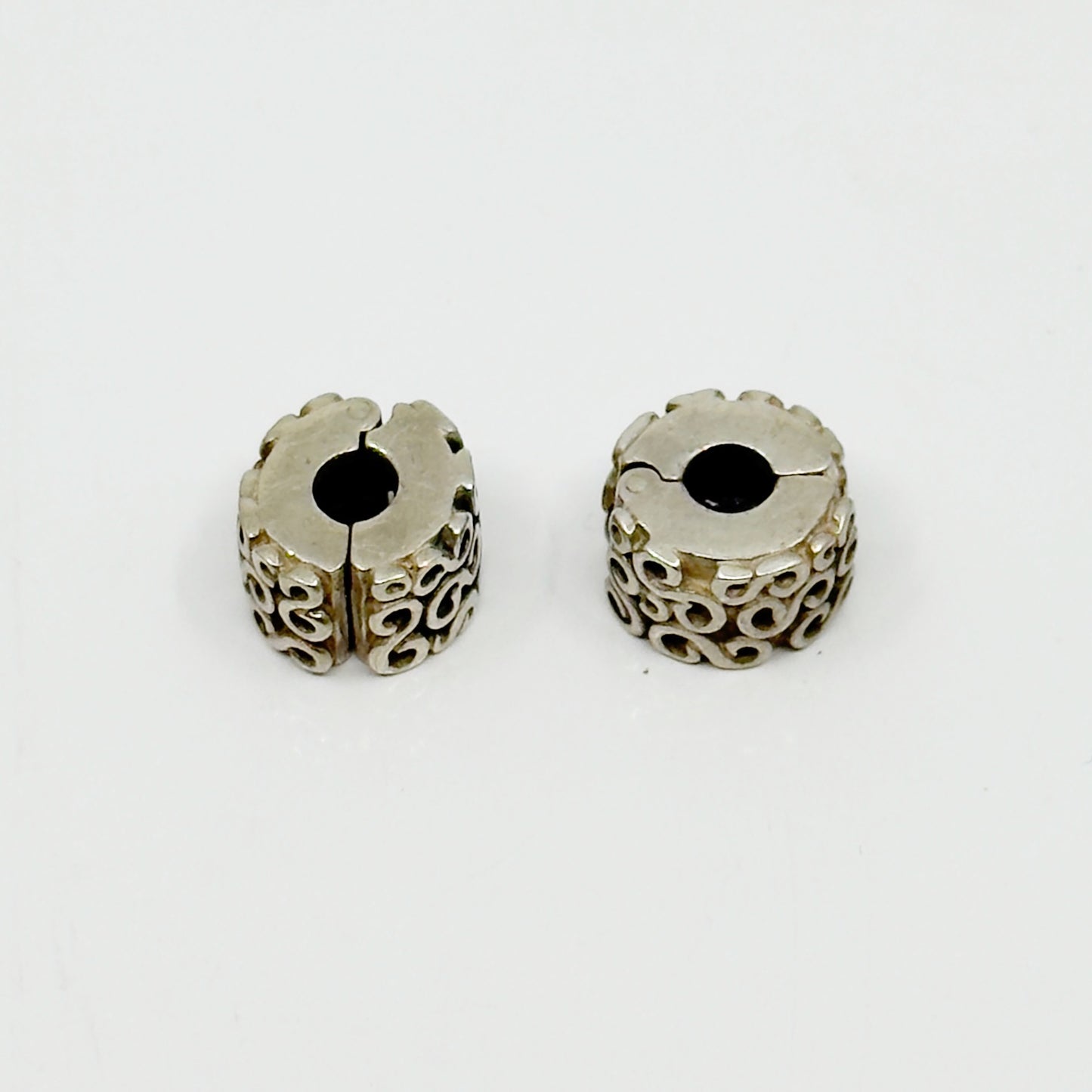 2 PANDORA Sterling Silver Swirls Filigree bead Charm set GM886