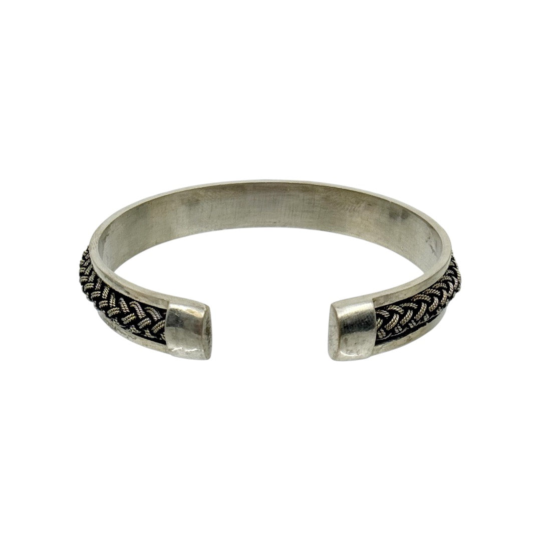 Hand Made silver plated braid cuff bracelet - GM301