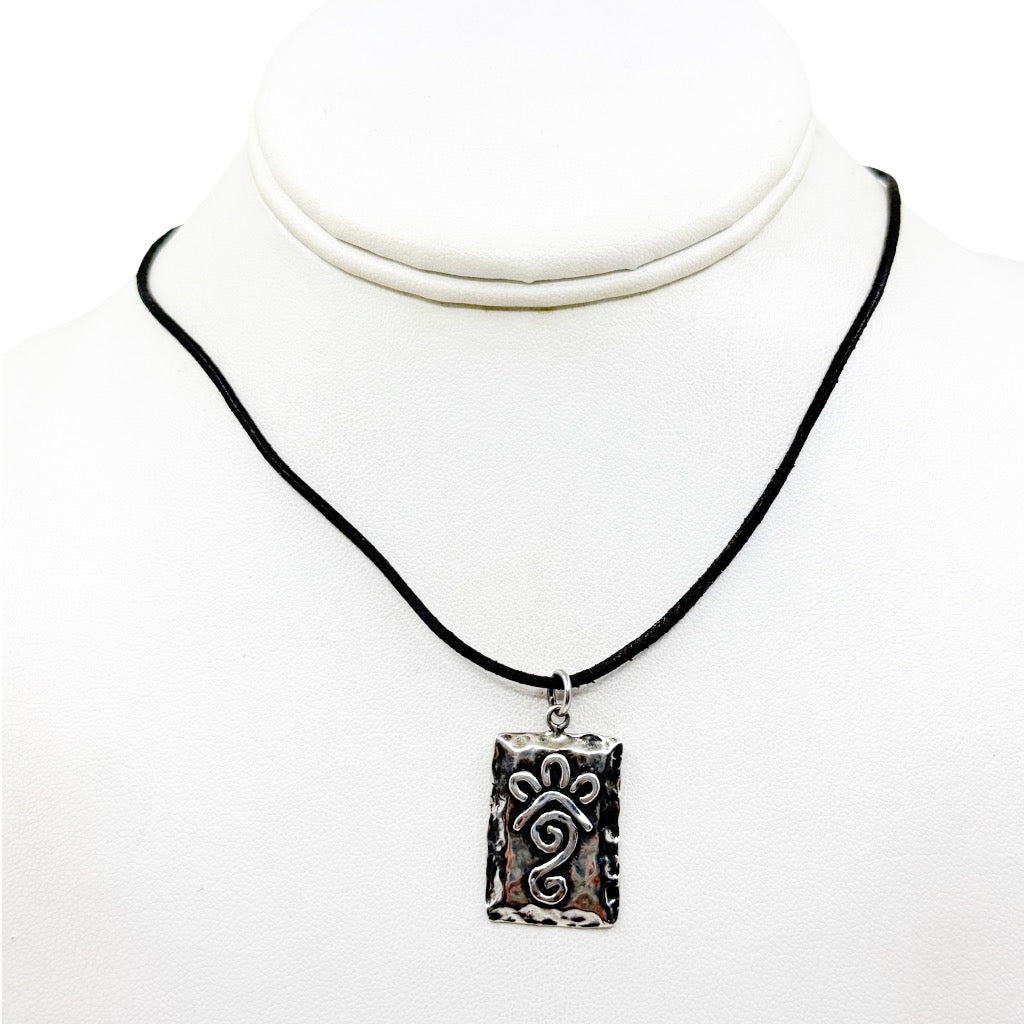 GGIII Mexican sterling silver pendant leather cord necklace - GM307