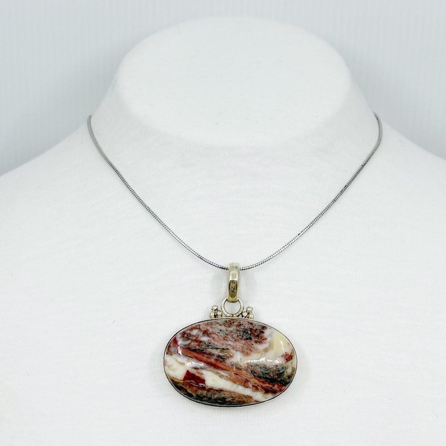 Sterling silver jasper pendant - GM31